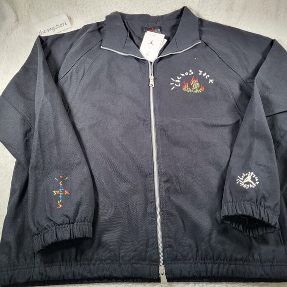 Air Jordan x Travis Scott Cactus Jack Mens Woven Graphic Jacket DO4095-010 Sz XL - Picture 5 of 11